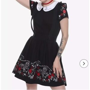 Disney Black Dress with Red Floral Accents